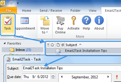 Screenshots of Email2Task